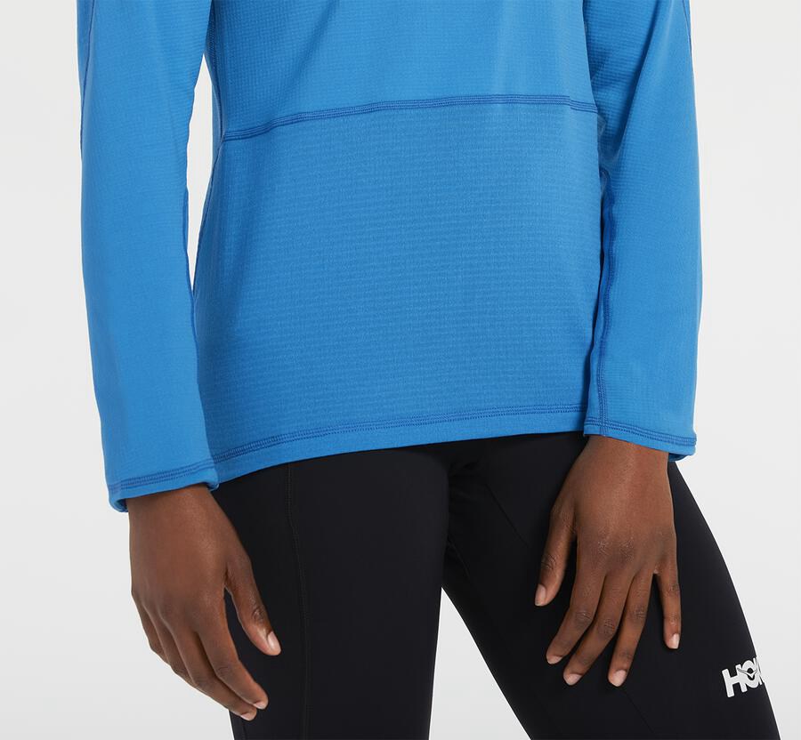 Hoka One One Top Damske Modre - 1/2 Zips Midlayer - 41075-DSBF